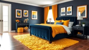 Bold and Beautiful: Navy Blue Bedroom Ideas with Mustard Yellow Accents