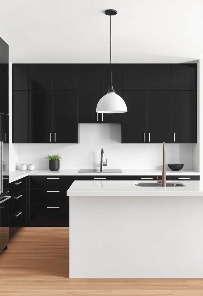 Create a Stunning Contrast with Black and White Kitchen Cabinets! - 1. Embrace Minimalism with Sleek Lines