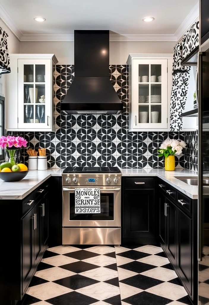 Create a Stunning Contrast with Black and White Kitchen Cabinets! - 10. Experiment with Patterns and Shapes