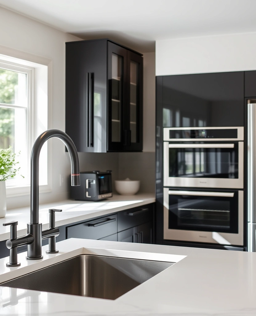 Create a Stunning Contrast with Black and White Kitchen Cabinets! - 16. Integrate Smart Technology for a Modern Touch