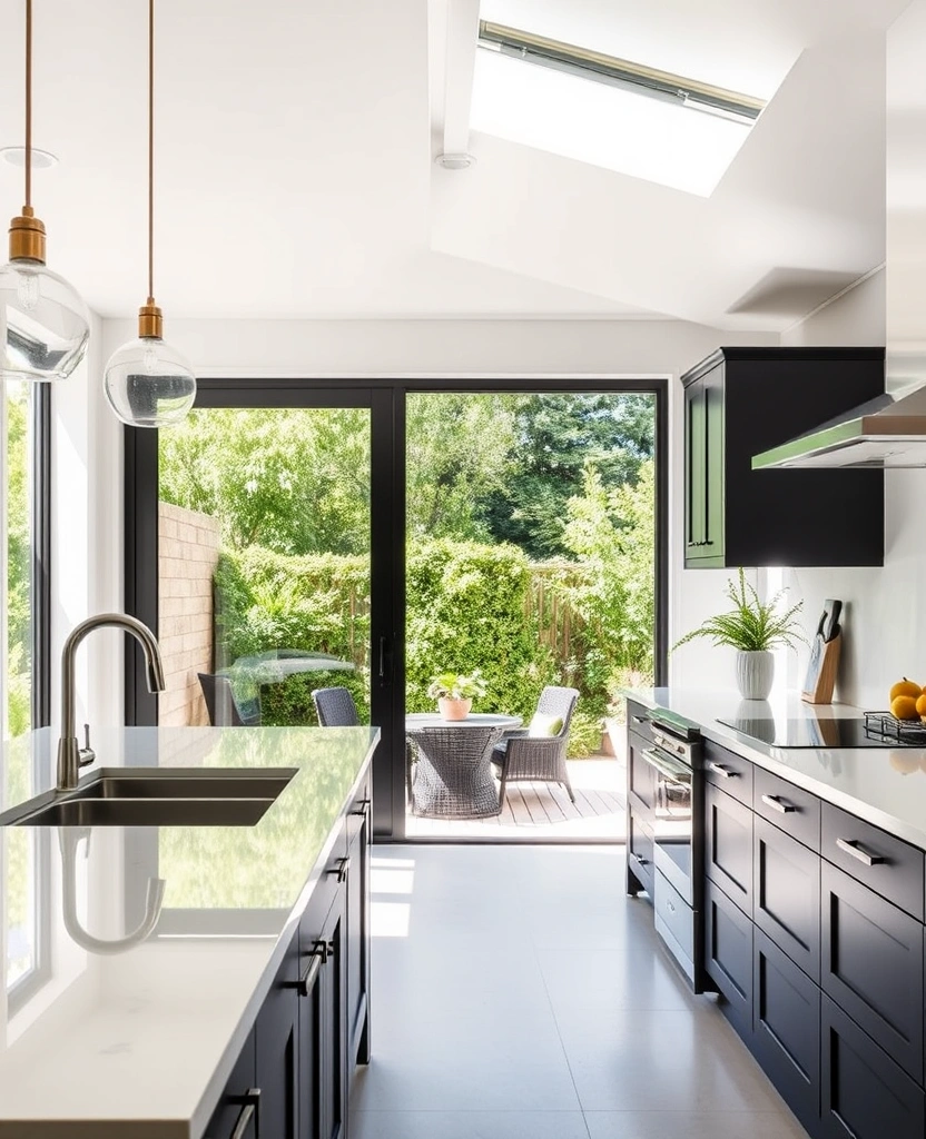 Create a Stunning Contrast with Black and White Kitchen Cabinets! - 19. Maximize Indoor-Outdoor Flow