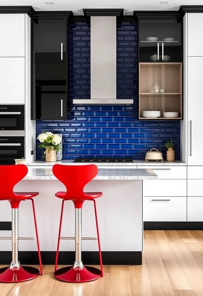 Create a Stunning Contrast with Black and White Kitchen Cabinets! - 3. Add Bold Accents for a Dramatic Effect