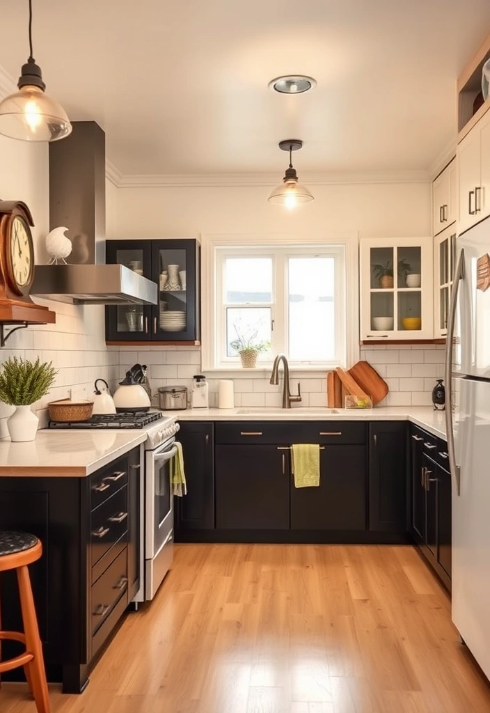 Create a Stunning Contrast with Black and White Kitchen Cabinets! - 5. Blend in Vintage Elements