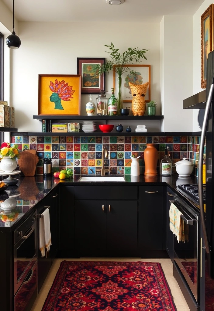 Dark and Dreamy: Create a Stunning Kitchen with Black Countertop Color Schemes! - 13. Artistic Flair