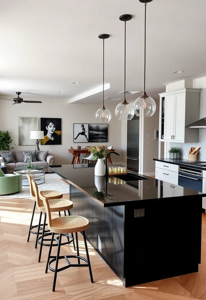 Dark and Dreamy: Create a Stunning Kitchen with Black Countertop Color Schemes! - 14. Open Concept Layout