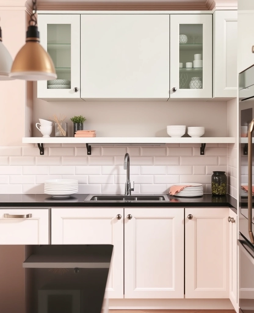 Dark and Dreamy: Create a Stunning Kitchen with Black Countertop Color Schemes! - 17. Soft Pastels
