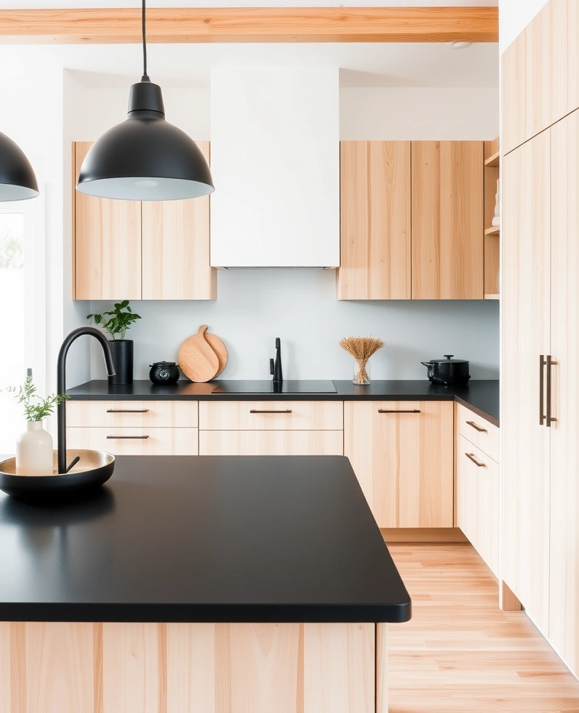 Dark and Dreamy: Create a Stunning Kitchen with Black Countertop Color Schemes! - 19. Scandinavian Simplicity