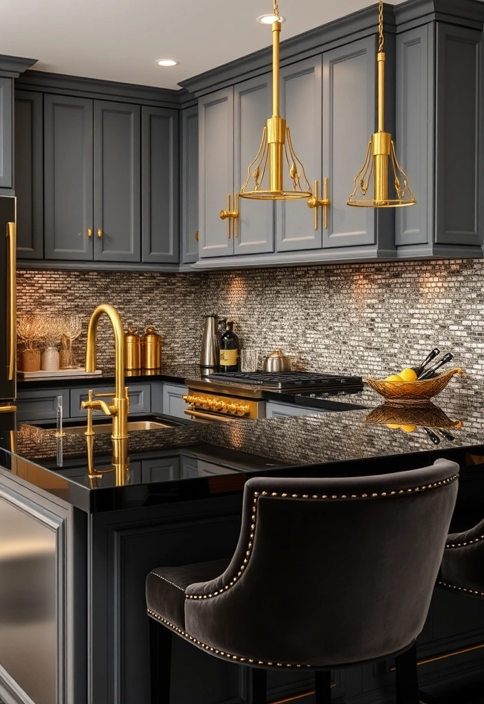 Dark and Dreamy: Create a Stunning Kitchen with Black Countertop Color Schemes! - 5. Touch of Glam