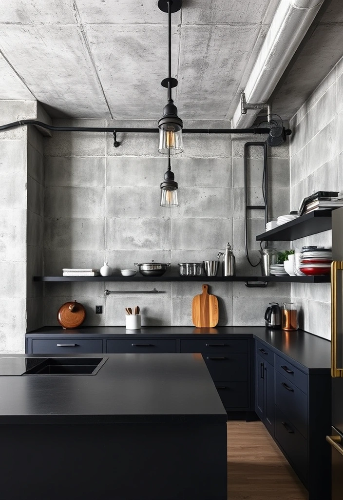 Dark and Dreamy: Create a Stunning Kitchen with Black Countertop Color Schemes! - 8. Industrial Edge