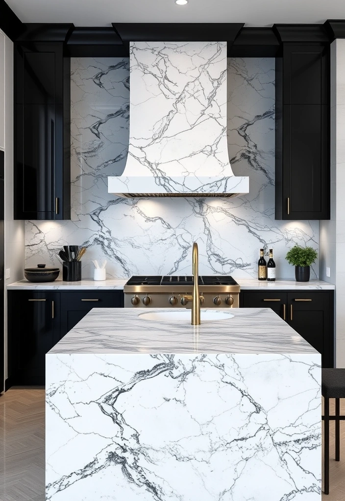 Dark and Dreamy: Create a Stunning Kitchen with Black Countertop Color Schemes! - 9. Luxurious Marble Touch