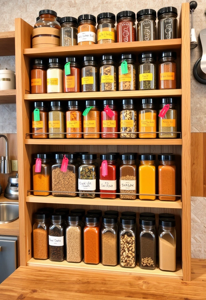 Personalized Style: Organizing Your Kitchen Cabinets with Eclectic Touches! - 11. Whimsical Spice Displays