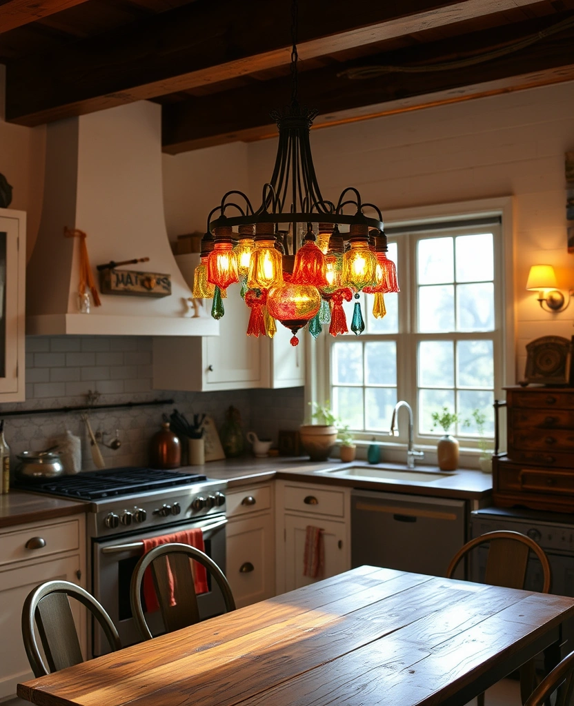 Personalized Style: Organizing Your Kitchen Cabinets with Eclectic Touches! - 19. Statement Ceiling Fixtures