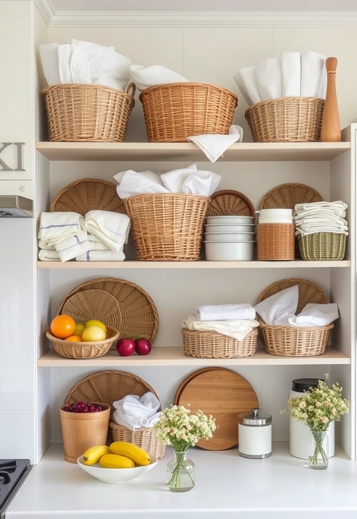 Personalized Style: Organizing Your Kitchen Cabinets with Eclectic Touches! - 3. Creative Use of Baskets