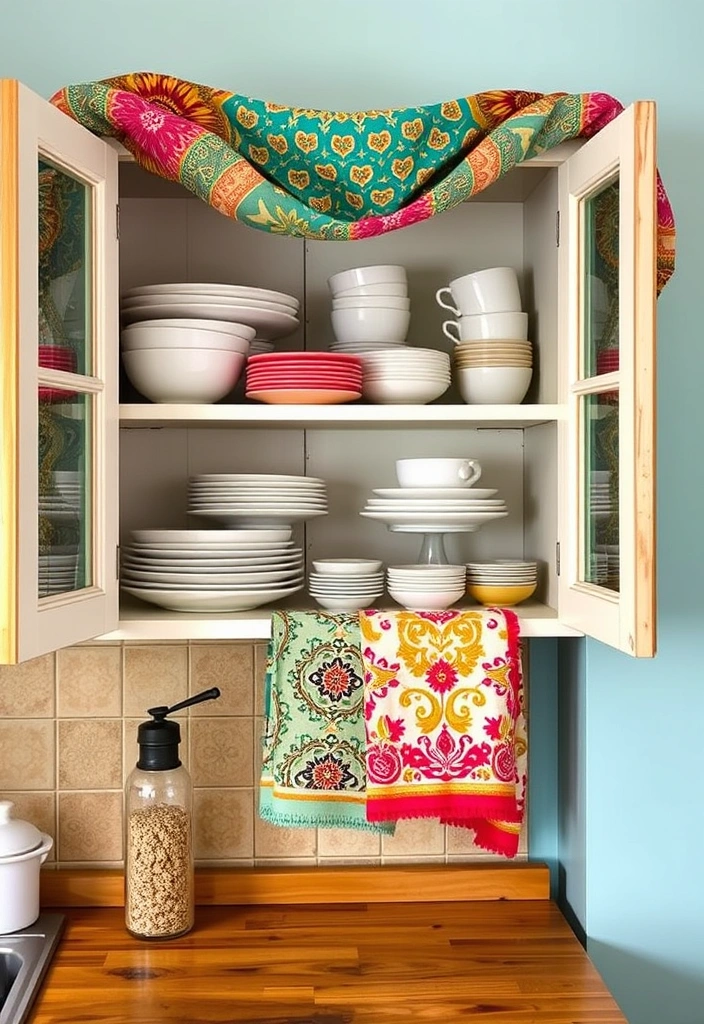 Personalized Style: Organizing Your Kitchen Cabinets with Eclectic Touches! - 4. Layered Textures with Fabrics