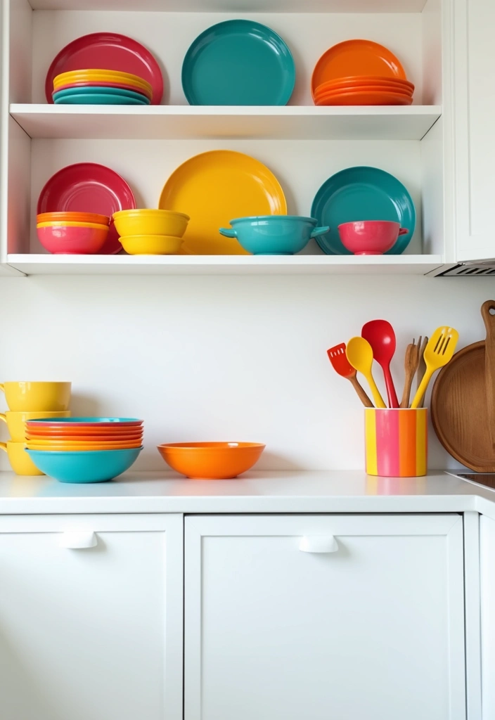 17 Color Theory Secrets to Add a Pop of Color to Your White Room (You Won't Believe #3!) - 14. Colorful Kitchenware