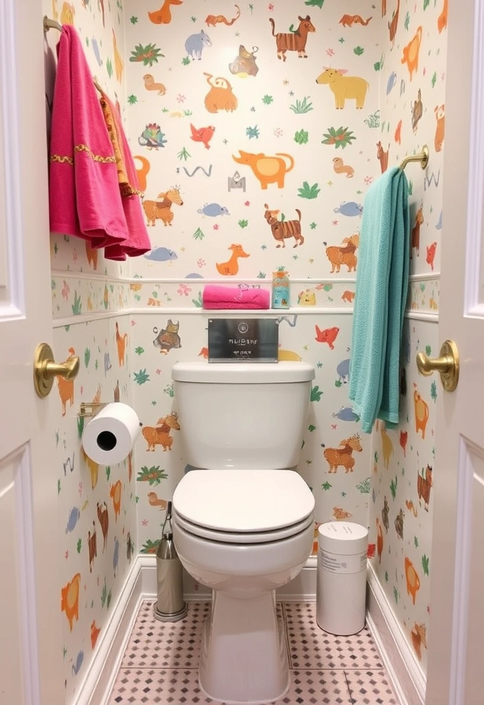 21 Bold Wallpaper Trends: Transform Your Downstairs Toilet with Floral and Geometric Designs - 10. Whimsical Patterns