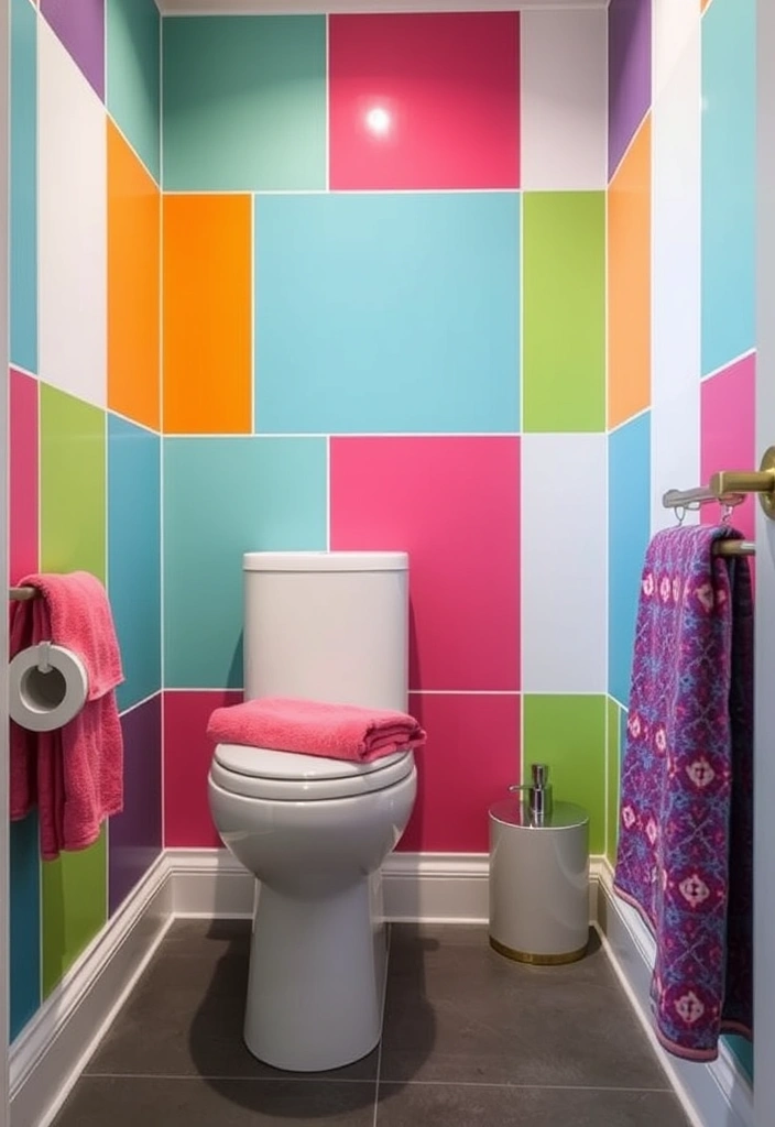 21 Bold Wallpaper Trends: Transform Your Downstairs Toilet with Floral and Geometric Designs - 13. Color Blocking