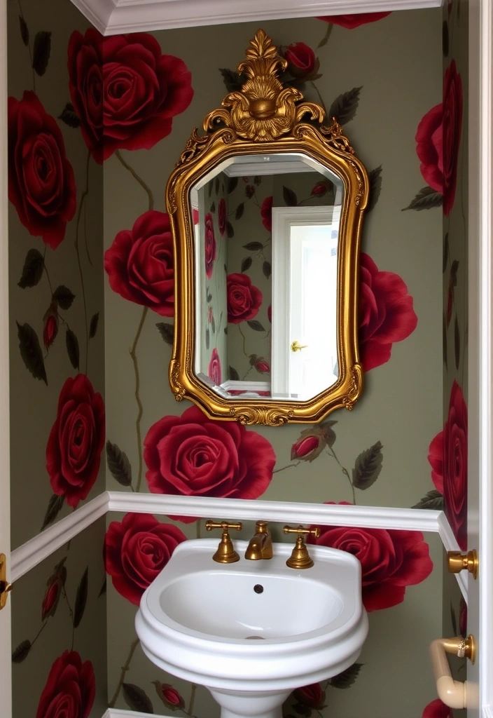 21 Bold Wallpaper Trends: Transform Your Downstairs Toilet with Floral and Geometric Designs - 2. Classic Roses
