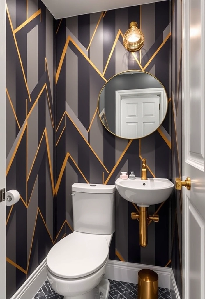 21 Bold Wallpaper Trends: Transform Your Downstairs Toilet with Floral and Geometric Designs - 5. Geometric Glam