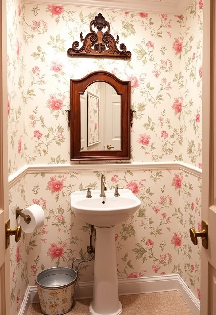 21 Bold Wallpaper Trends: Transform Your Downstairs Toilet with Floral and Geometric Designs - 8. Vintage Floral