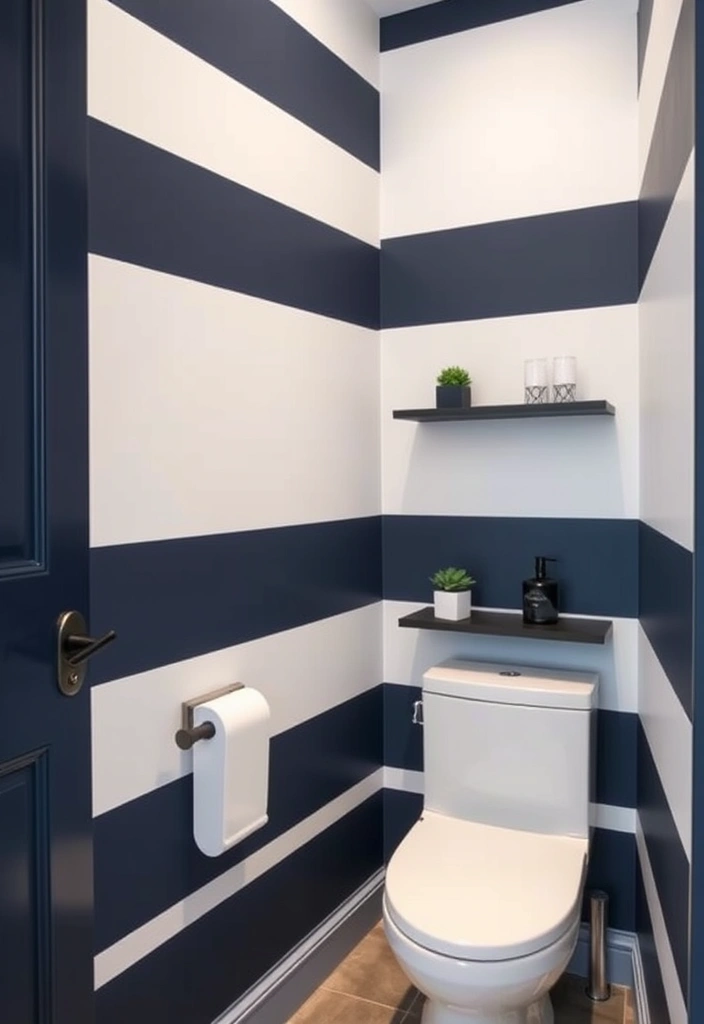21 Bold Wallpaper Trends: Transform Your Downstairs Toilet with Floral and Geometric Designs - 9. Bold Stripes
