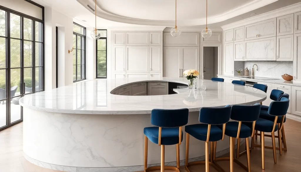 21 Luxury Curved Kitchen Islands with Seating That Will Elevate Your Home’s Style!