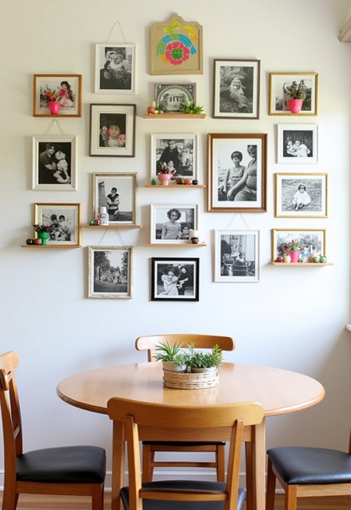 29 Charming Tiny Dining Room Wall Decor Ideas to Enhance Your Space! - 1. Gallery Wall of Memories
