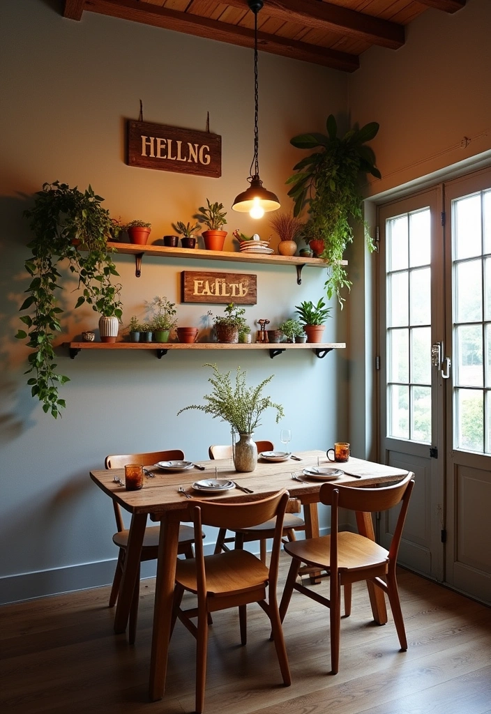 29 Charming Tiny Dining Room Wall Decor Ideas to Enhance Your Space! - 12. Rustic Wooden Accents