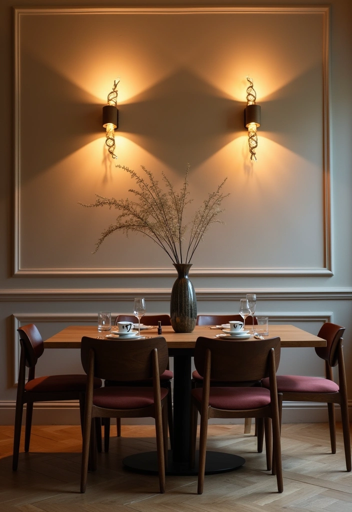 29 Charming Tiny Dining Room Wall Decor Ideas to Enhance Your Space! - 15. Artistic Lighting Fixtures
