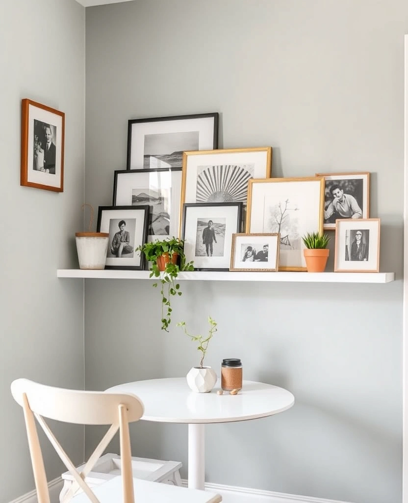 29 Charming Tiny Dining Room Wall Decor Ideas to Enhance Your Space! - 23. Gallery Ledge Display
