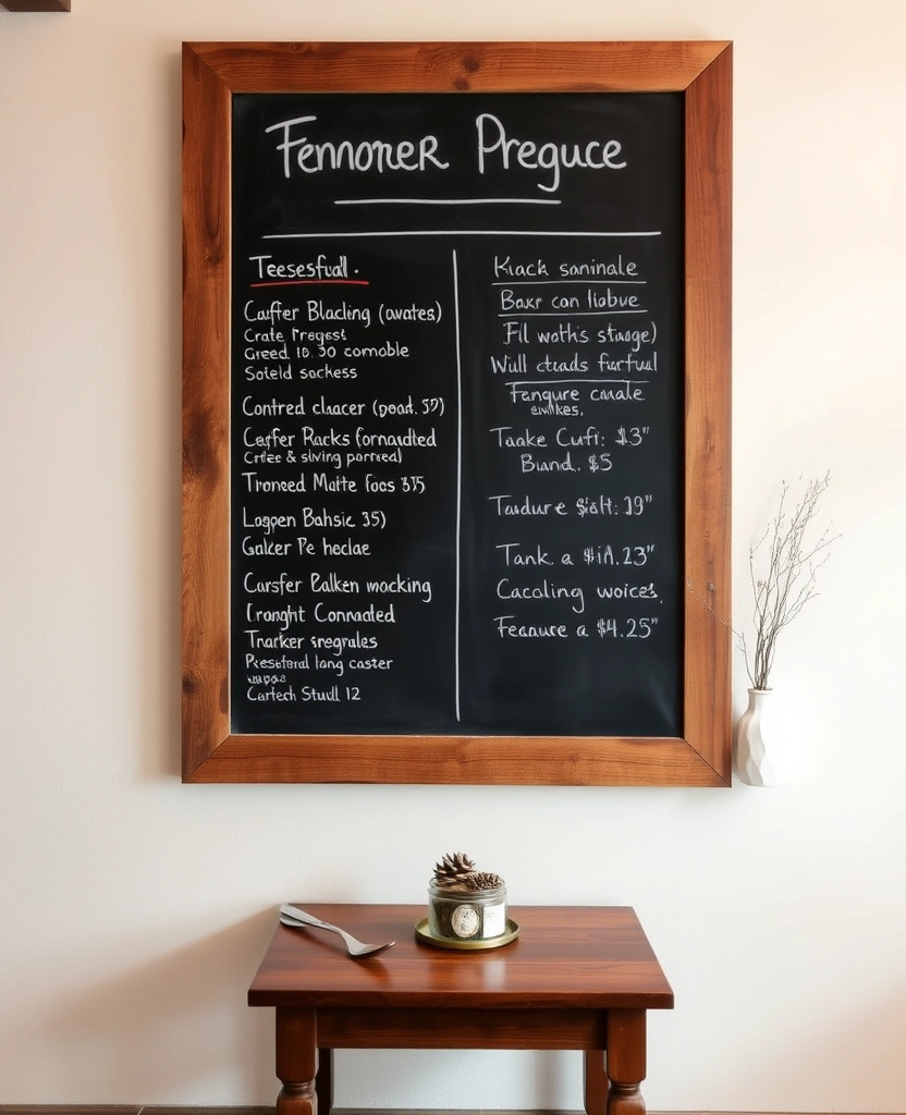 29 Charming Tiny Dining Room Wall Decor Ideas to Enhance Your Space! - 24. Rustic Chalkboard Menu