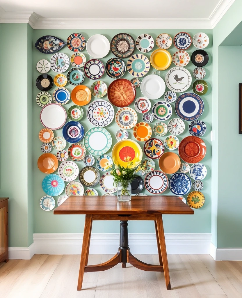 29 Charming Tiny Dining Room Wall Decor Ideas to Enhance Your Space! - 26. Artistic Plate Wall