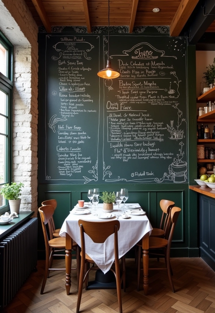 29 Charming Tiny Dining Room Wall Decor Ideas to Enhance Your Space! - 6. Chalkboard Wall