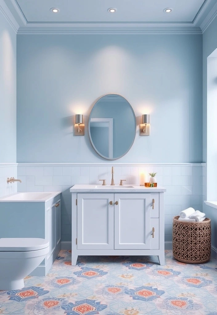 29 Eclectic Blue Bathroom Inspirations with Colorful Tiles and Unique Vanities! - 10. Spa-Style Blue Tranquility