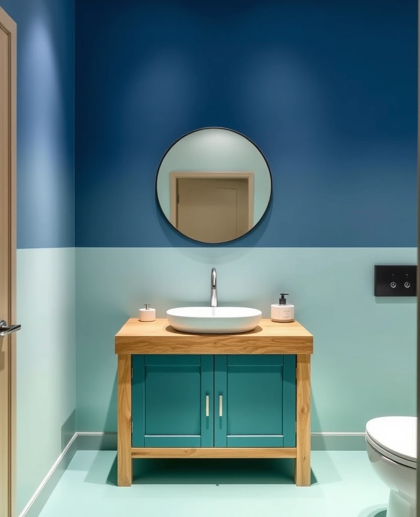 29 Eclectic Blue Bathroom Inspirations with Colorful Tiles and Unique Vanities! - 22. Tranquil Teal and Blue Fusion