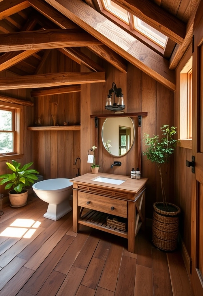 29 Eclectic Blue Bathroom Inspirations with Colorful Tiles and Unique Vanities! - 6. Rustic Retreat with Blue Accents