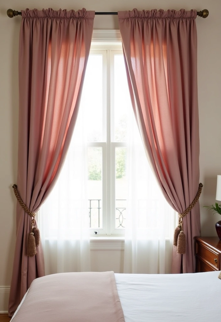 29 Interior Designer Insights: Create a Chic Bedroom with Dusty Rose Accents! - 12. Window Treatments: Dress Up Your Space