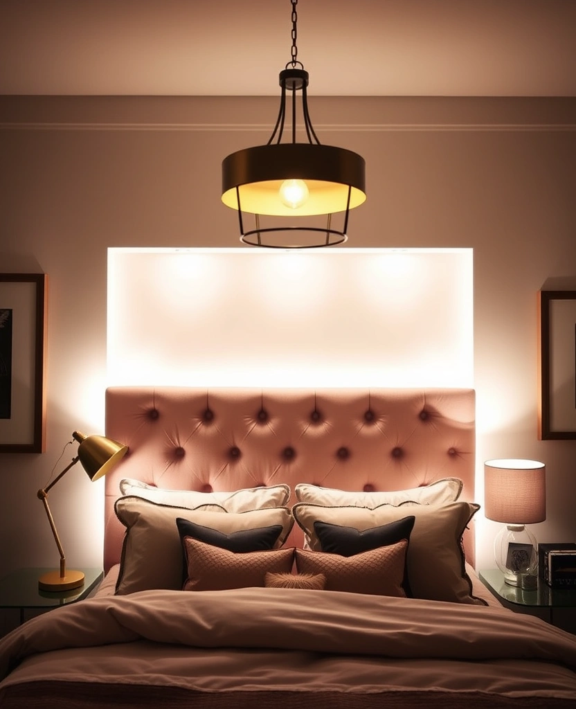 29 Interior Designer Insights: Create a Chic Bedroom with Dusty Rose Accents! - 16. Layered Lighting: Create Dynamic Ambiance