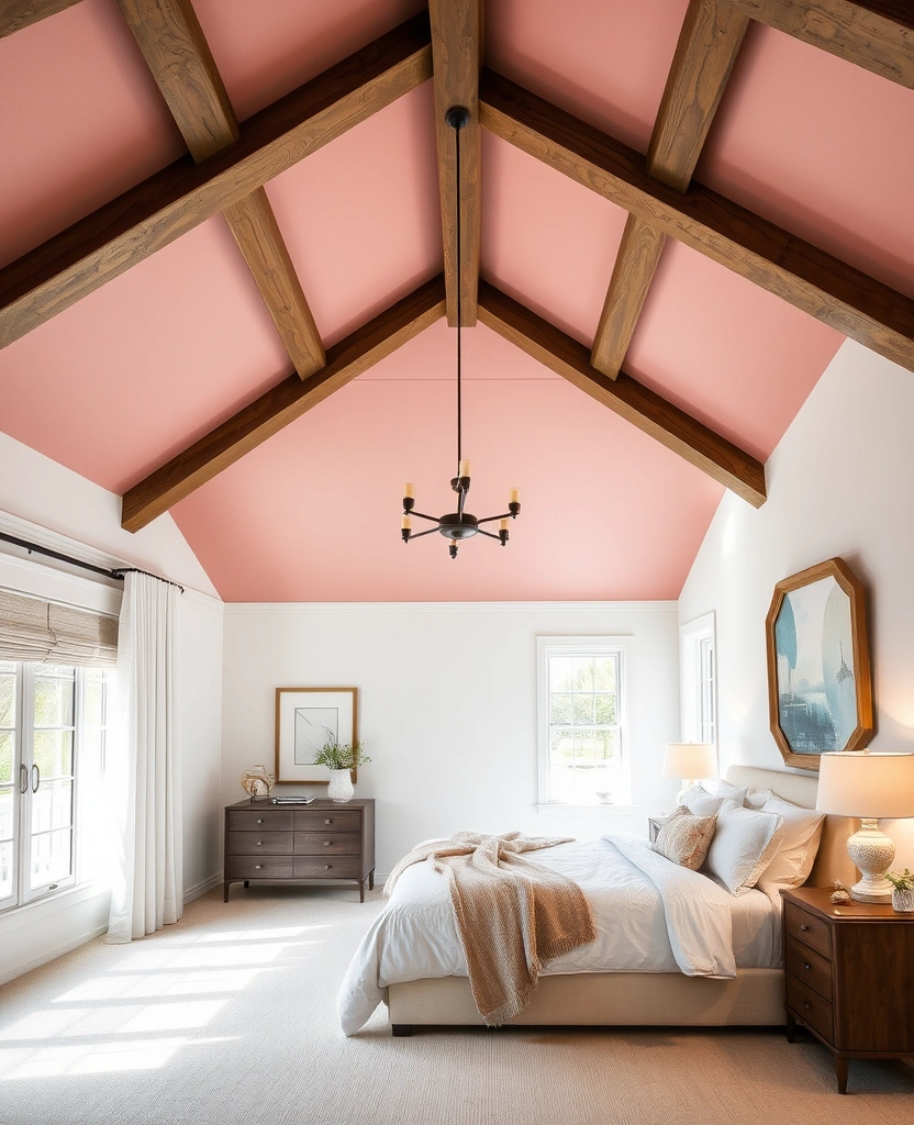 29 Interior Designer Insights: Create a Chic Bedroom with Dusty Rose Accents! - 18. Statement Ceiling: Draw the Eye Upwards