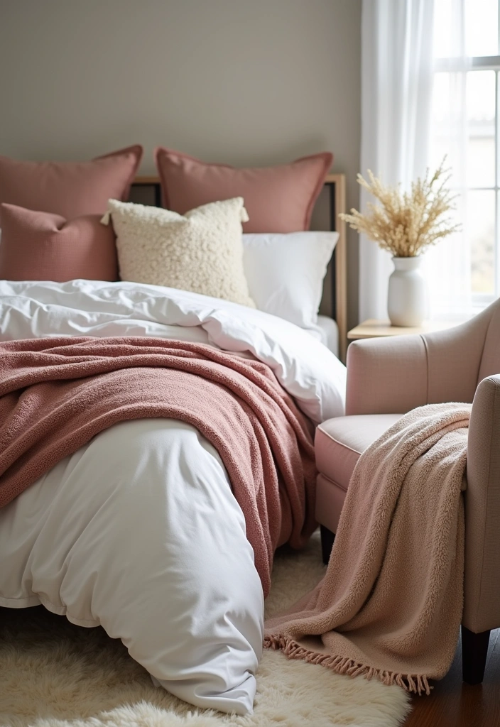 29 Interior Designer Insights: Create a Chic Bedroom with Dusty Rose Accents! - 2. Textiles That Wow: Layering for Comfort