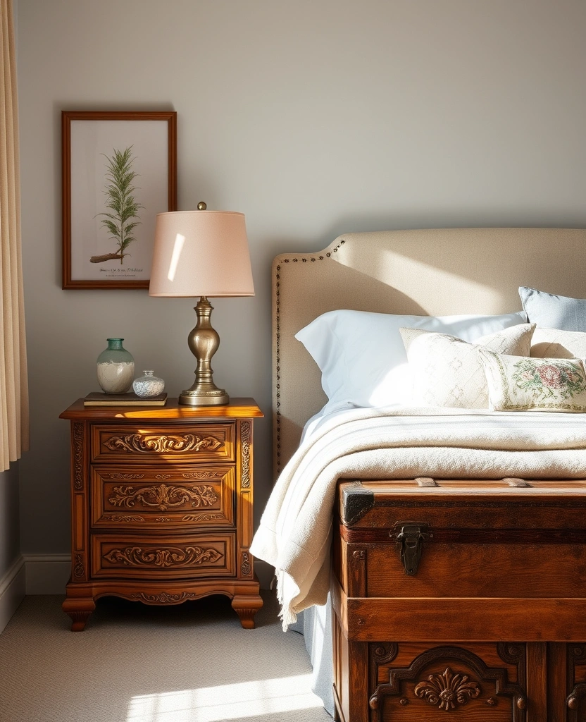 29 Interior Designer Insights: Create a Chic Bedroom with Dusty Rose Accents! - 23. Vintage Charm: Incorporate Antique Pieces