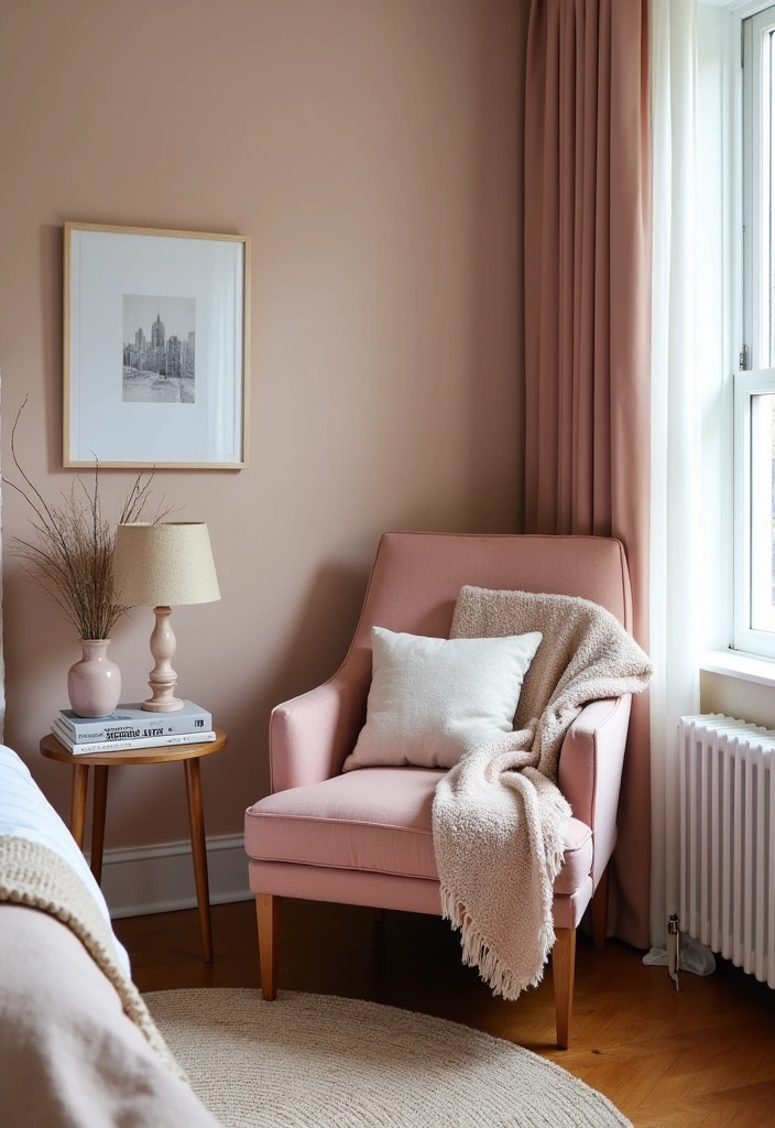 29 Interior Designer Insights: Create a Chic Bedroom with Dusty Rose Accents! - 8. Cozy Nooks: Create a Reading Corner