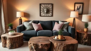 42 Sophisticated Comfort: Pair Your Charcoal Gray Couch with Warm Beige Walls and Rustic Wood Tables! 42 Sophisticated Comfort: Pair Your Charcoal Gray Couch with Warm Beige Walls and Rustic Wood Tables!