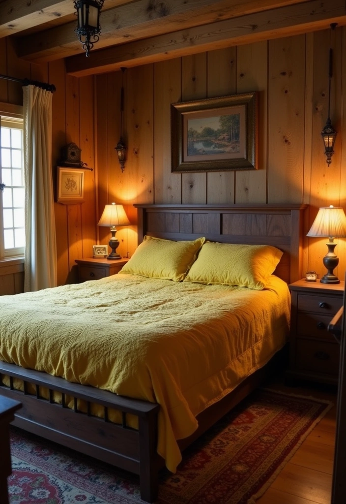 Brighten Your Space: 19 Creative Yellow Bedsheet Bedroom Ideas for a Cheerful Retreat! - 5. Rustic Charm with Yellow