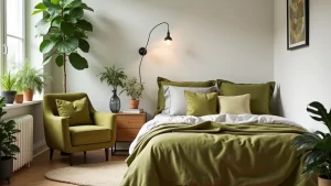 Create a Cozy Oasis: 15 Small Bedroom Ideas with Rich Olive Green Accents!
