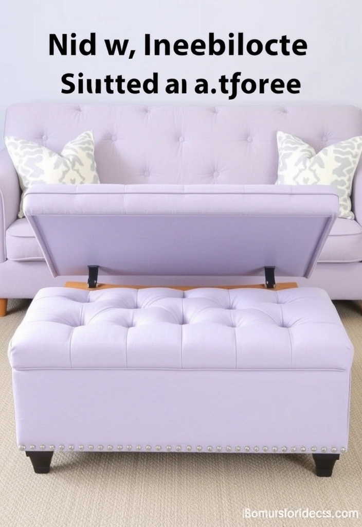 Create a Dreamy Living Room: 40 Lavender Couch with Soft White Walls and Chic Wooden Tables! - 11. Multi-Functional Furniture