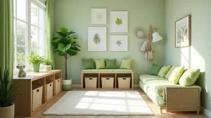 Declutter with Style: 19 Minimalist Playroom Ideas Featuring Vibrant Green and White Themes!