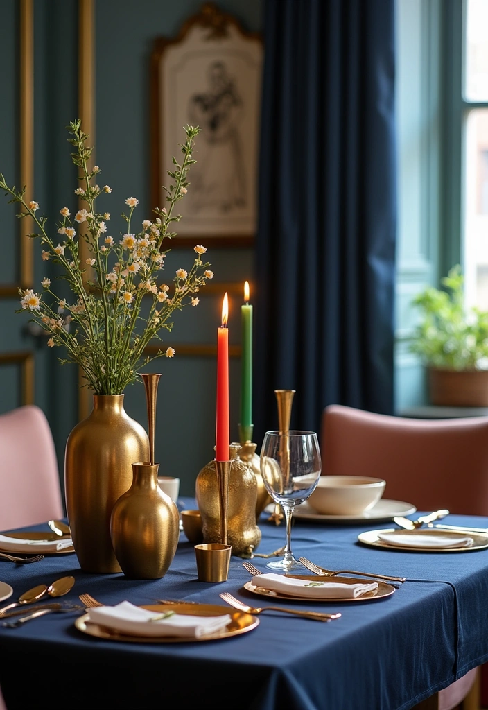 Elevate Your Dining Room: 30 Designer Tricks for Using Deep Navy in a Spacious Layout! - 14. Color Coordination with Accessories