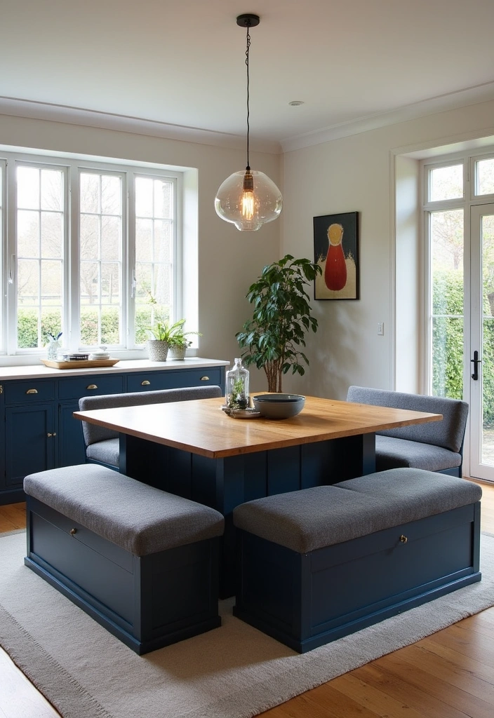 Elevate Your Dining Room: 30 Designer Tricks for Using Deep Navy in a Spacious Layout! - 16. Utilize Multi-Functional Furniture