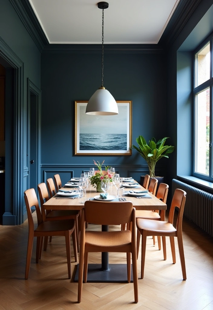 Elevate Your Dining Room: 30 Designer Tricks for Using Deep Navy in a Spacious Layout! - 20. Create a Flow with Open Spaces